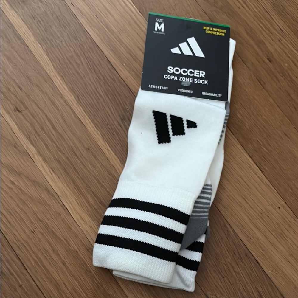 NWT Adidas Cope Zone White and Black Soccer Athletic Socks